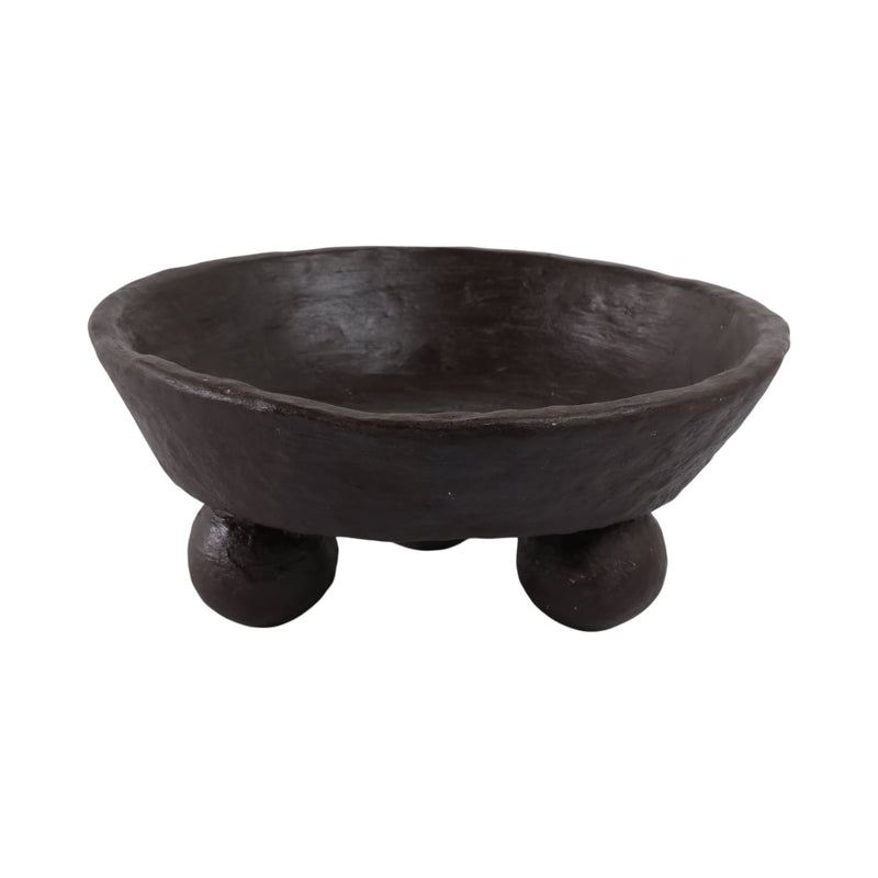 12x12-paper-mache-knobby-footed-bowl-brown-3