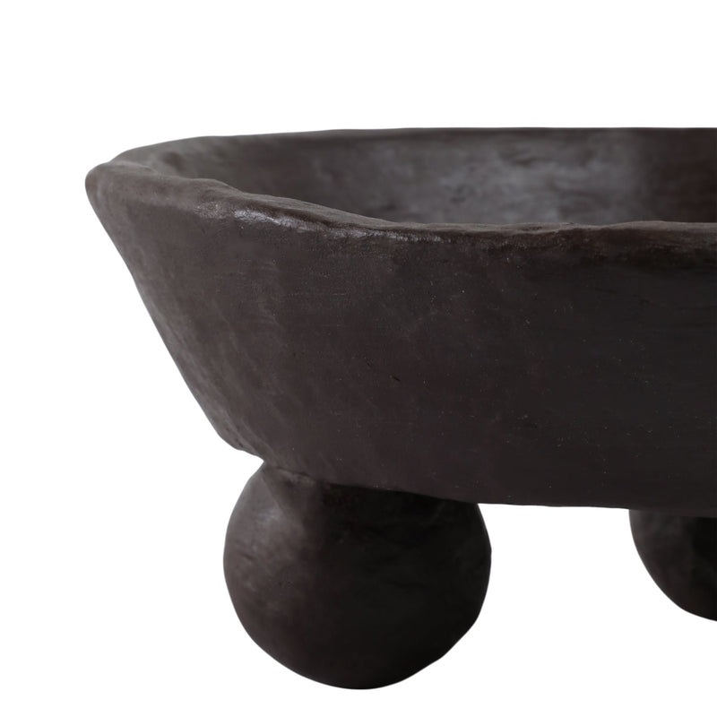 12x12-paper-mache-knobby-footed-bowl-brown-4