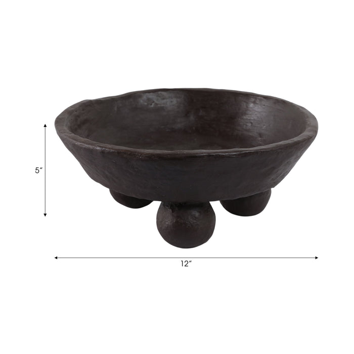 12x12-paper-mache-knobby-footed-bowl-brown-7