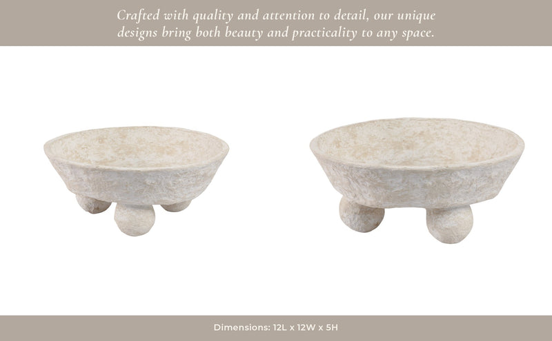 12x12-paper-mache-knobby-footed-bowl-white-13