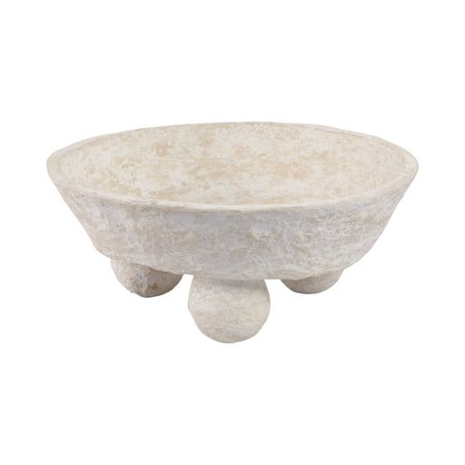 12x12-paper-mache-knobby-footed-bowl-white-1