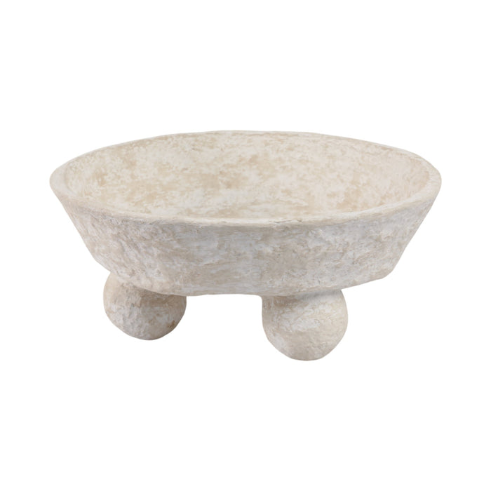 12x12-paper-mache-knobby-footed-bowl-white-2
