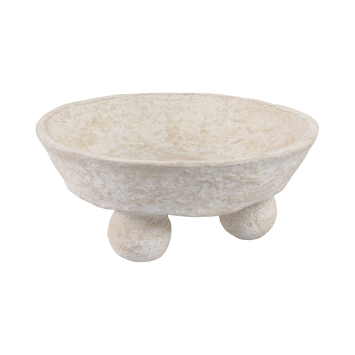 12x12-paper-mache-knobby-footed-bowl-white-3