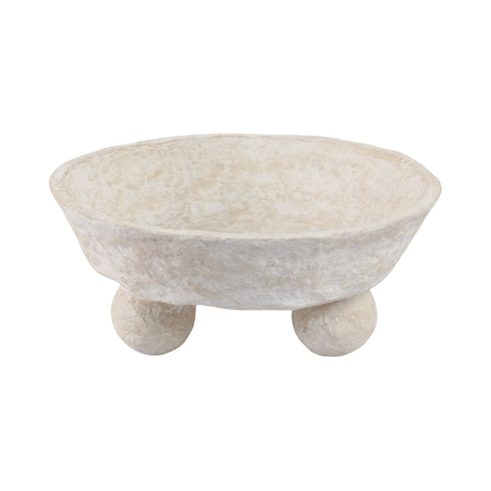 12x12-paper-mache-knobby-footed-bowl-white-4