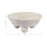12x12-paper-mache-knobby-footed-bowl-white-7