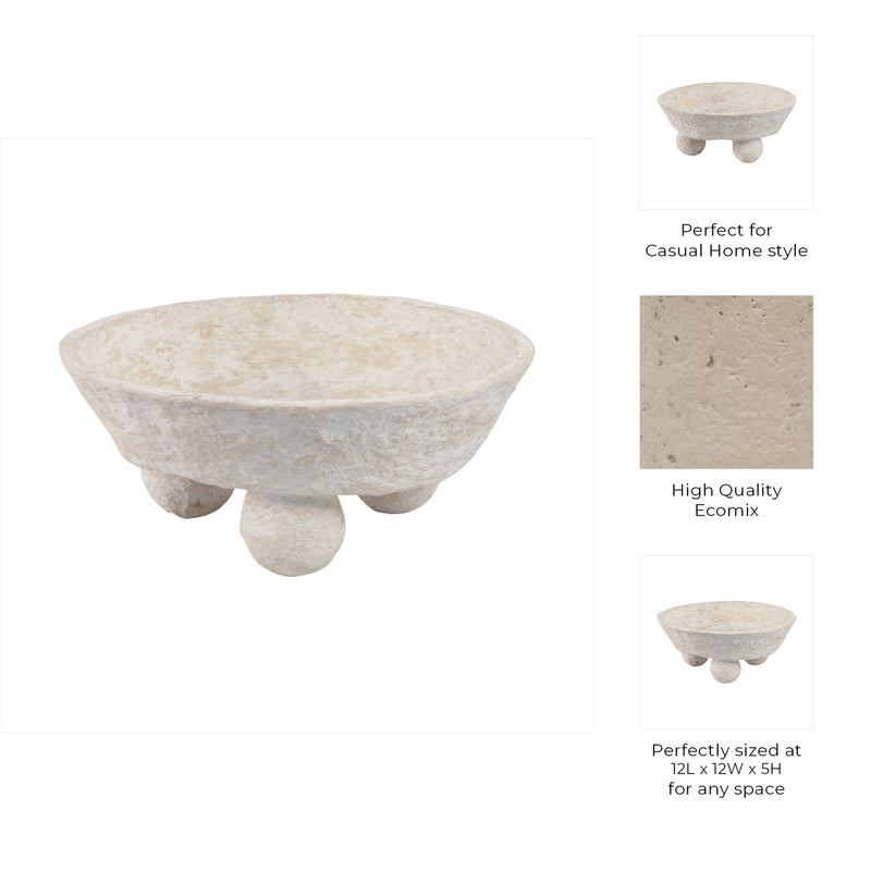 12x12-paper-mache-knobby-footed-bowl-white-8