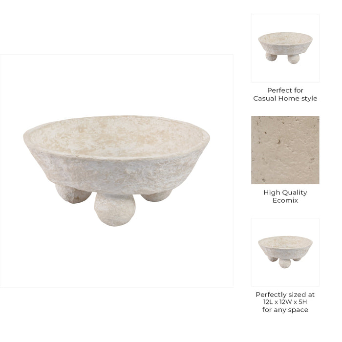 12x12-paper-mache-knobby-footed-bowl-white-8