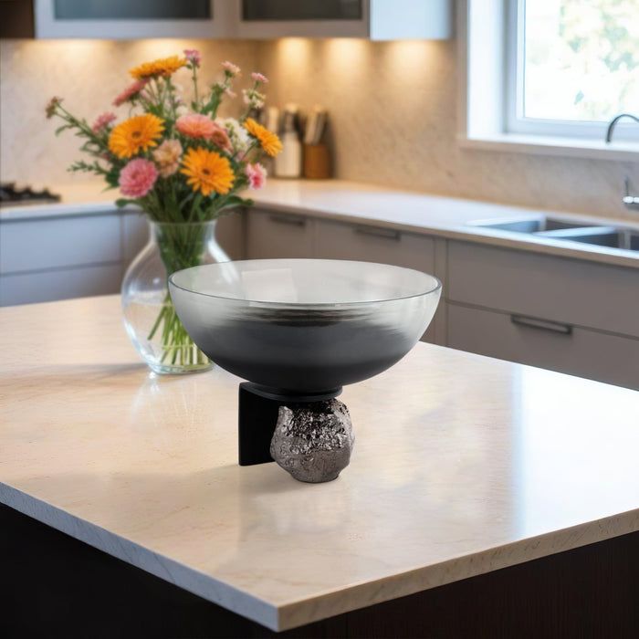 14x11-glass-bowl-on-rock-pedestal-black-silver-10