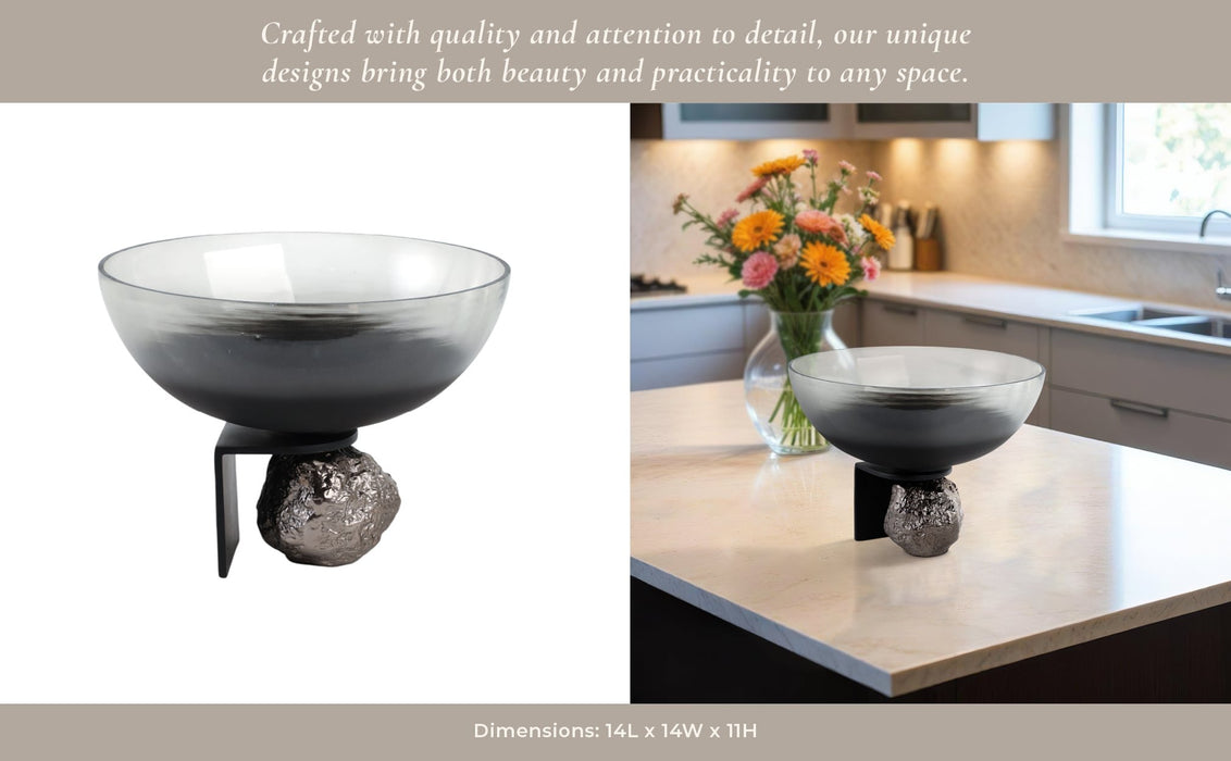 14x11-glass-bowl-on-rock-pedestal-black-silver-11