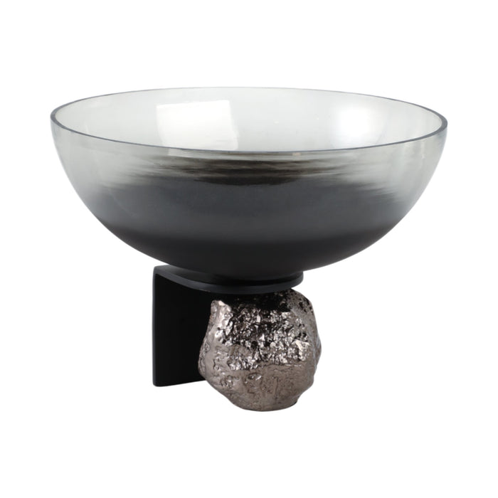 14x11-glass-bowl-on-rock-pedestal-black-silver-2