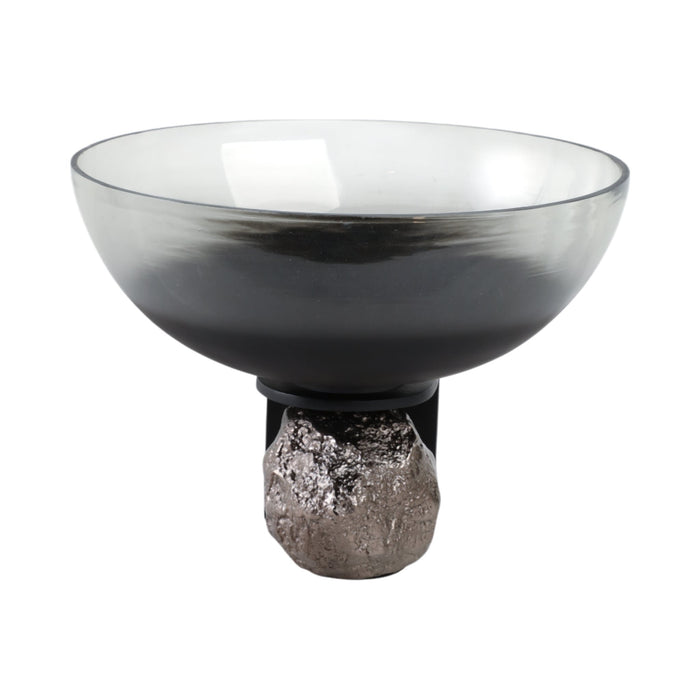 14x11-glass-bowl-on-rock-pedestal-black-silver-3