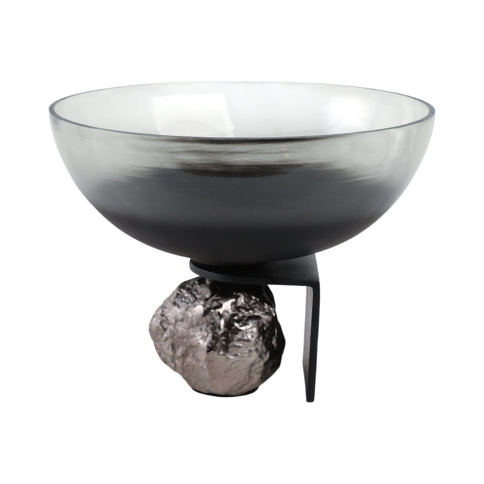 14x11-glass-bowl-on-rock-pedestal-black-silver-4