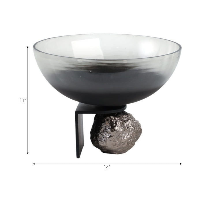 14x11-glass-bowl-on-rock-pedestal-black-silver-8