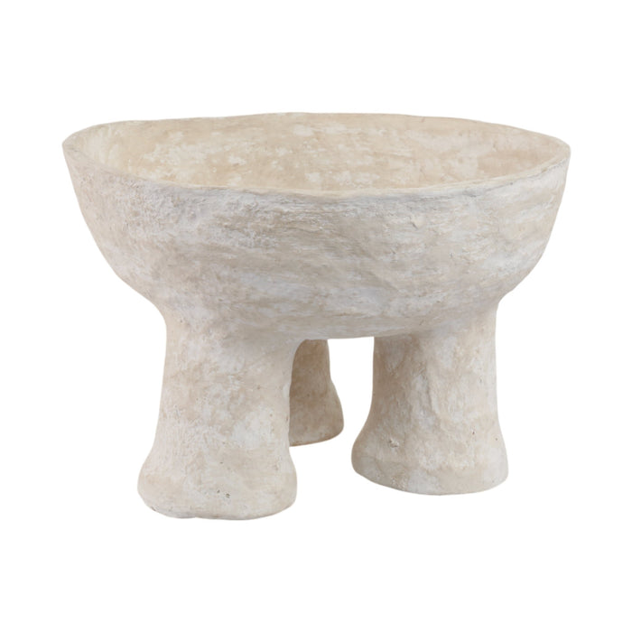 15x10-3-footed-paper-mache-bowl-white-3