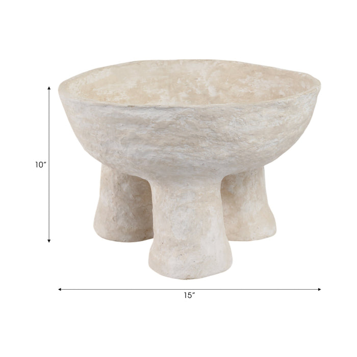 15x10-3-footed-paper-mache-bowl-white-8