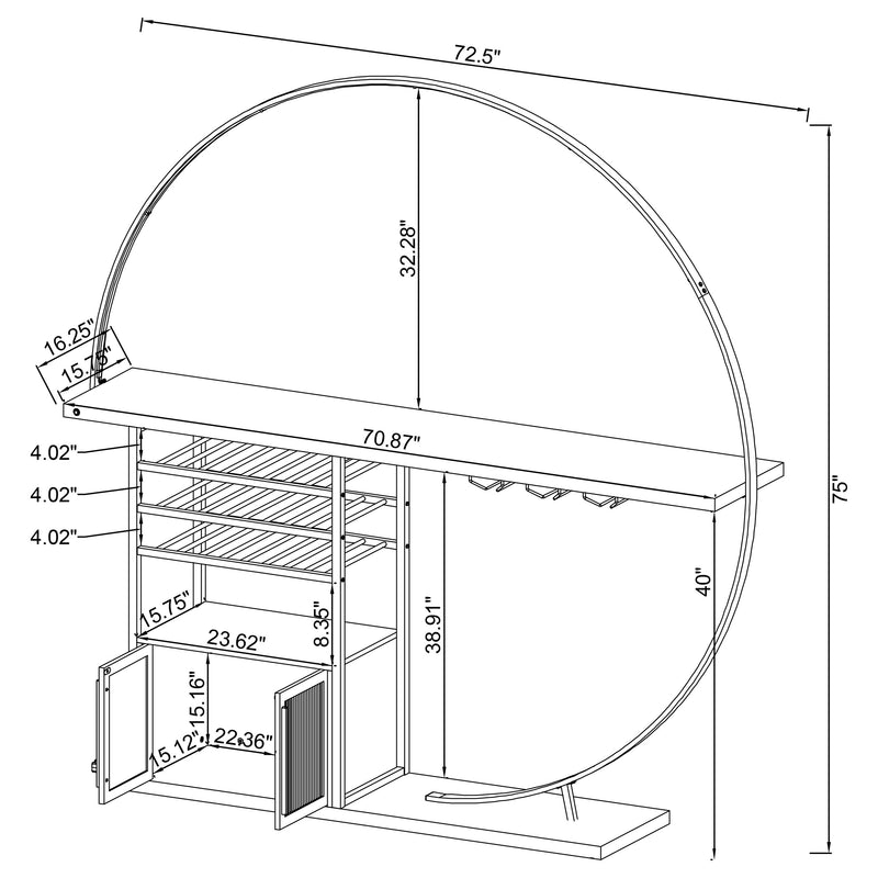 Risley Wine Cabinet with LED Lighting - Furniture City (CA)l