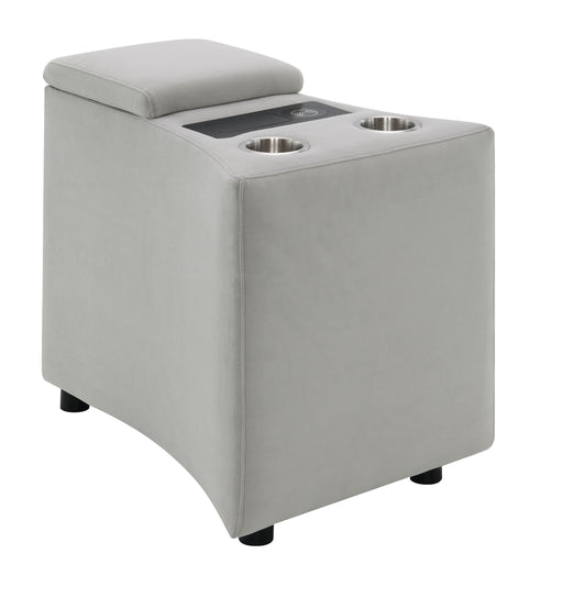 emee-gray-corduroy-console-w-usb-port-cup-holder-wireless-charge-1