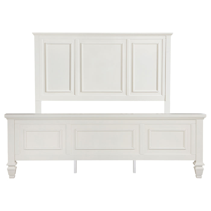 Sandy Beach Queen Panel Bed with High Headboard Cream White
