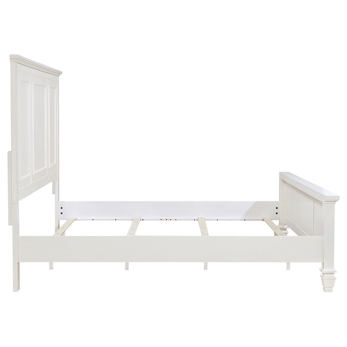 Sandy Beach Queen Panel Bed with High Headboard Cream White