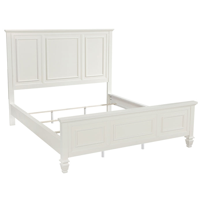 Sandy Beach Queen Panel Bed with High Headboard Cream White