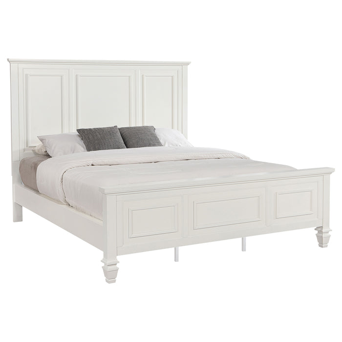 Sandy Beach Queen Panel Bed with High Headboard Cream White