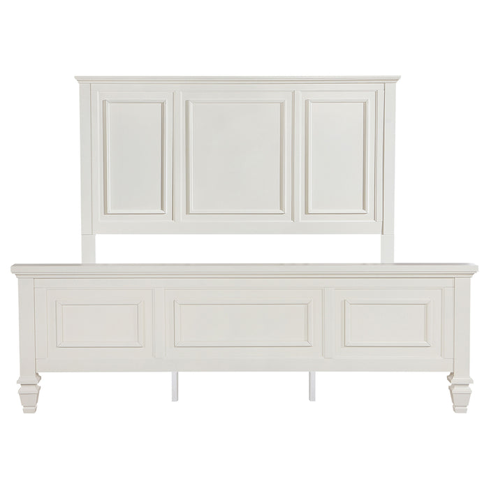Sandy Beach Queen Panel Bed with High Headboard Cream White
