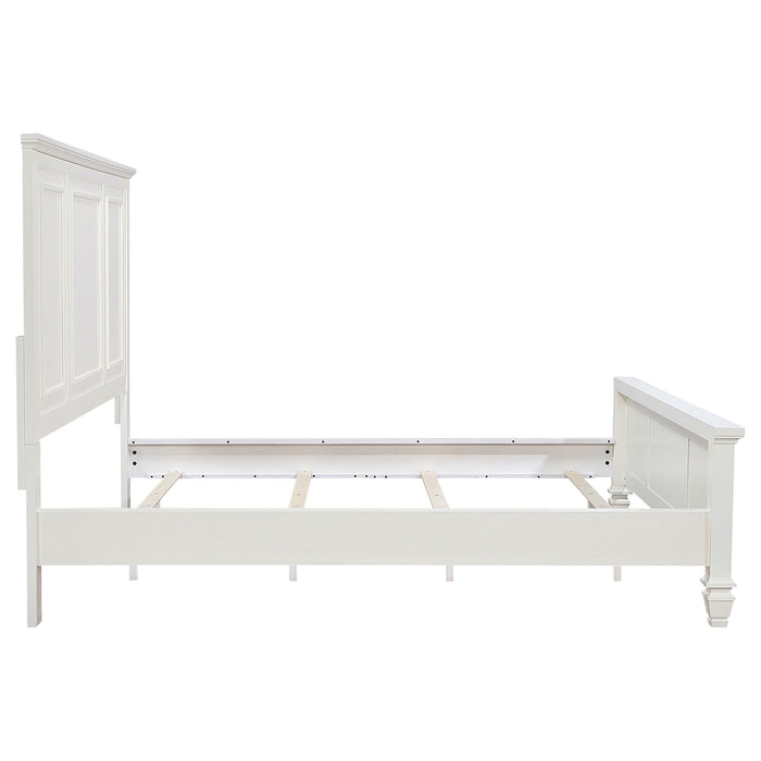 Sandy Beach Queen Panel Bed with High Headboard Cream White