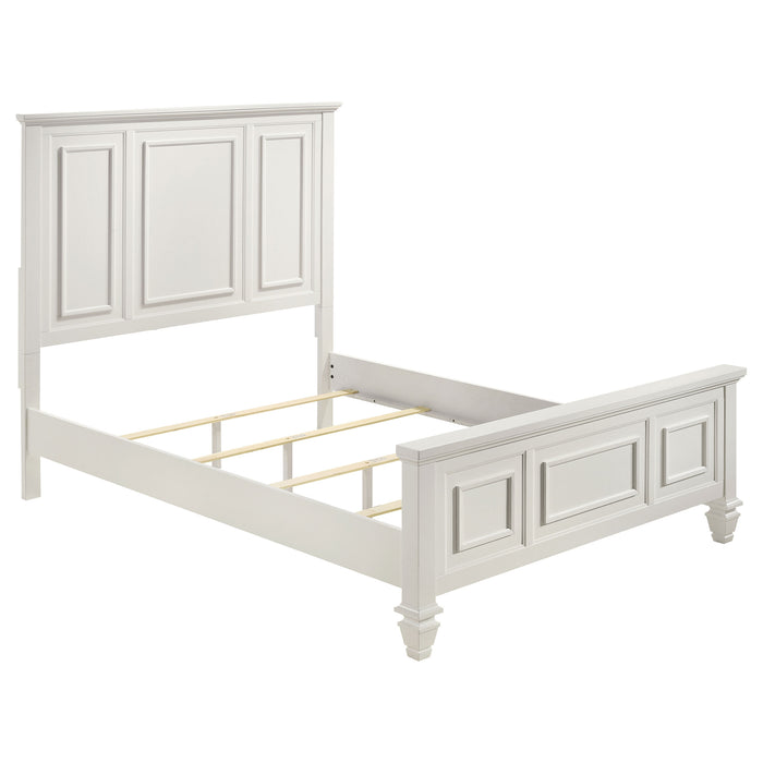 Sandy Beach Queen Panel Bed with High Headboard Cream White