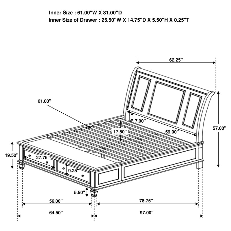 Sandy Beach Panel Platform Storage Bed - Furniture City (CA)l