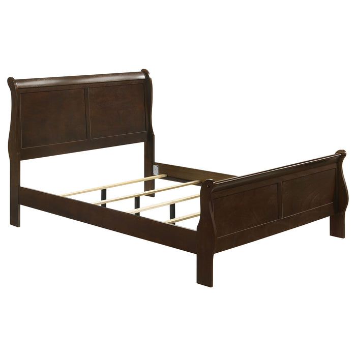 Louis Philippe Eastern King & Queen Panel Sleigh Bed Cappuccino