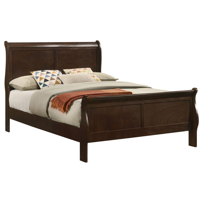 Louis Philippe Eastern King & Queen Panel Sleigh Bed Cappuccino