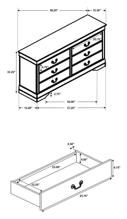 Louis Philippe Panel Bedroom Set with High Headboard