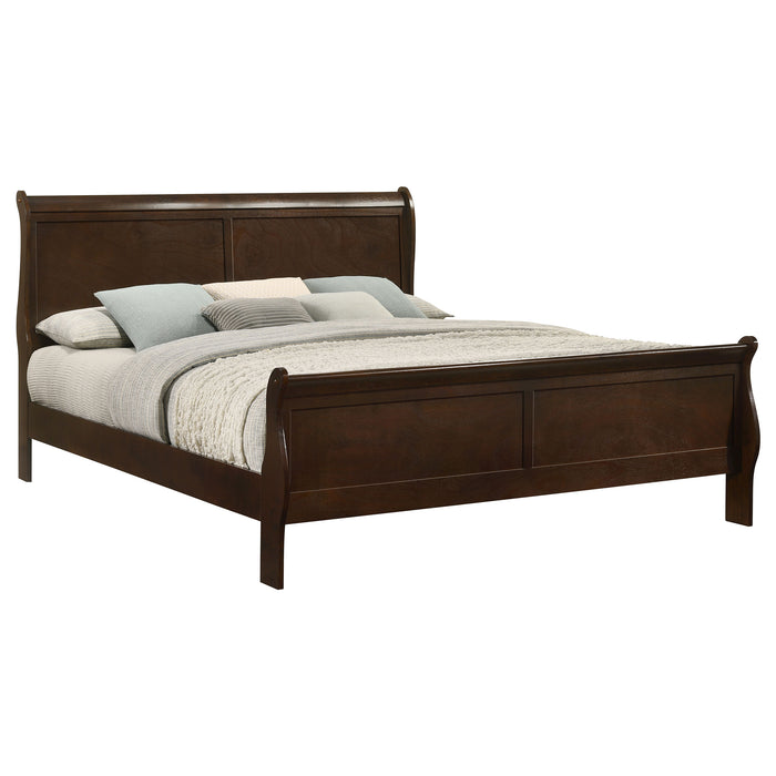 Louis Philippe Eastern King & Queen Panel Sleigh Bed Cappuccino