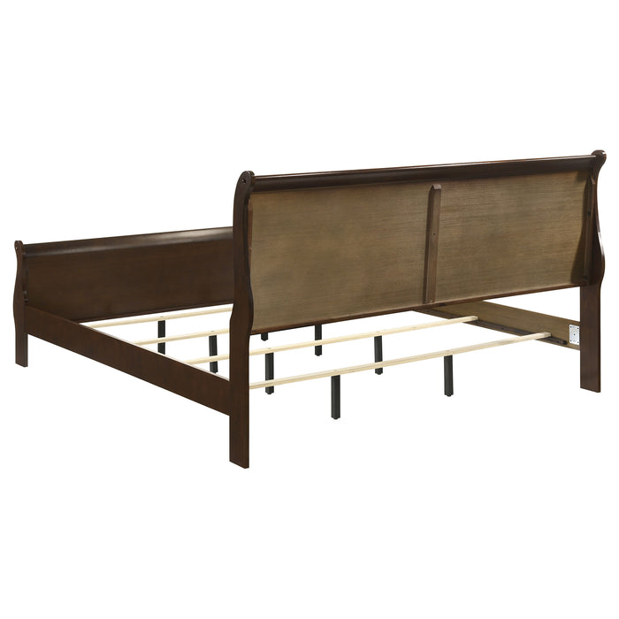 Louis Philippe Eastern King & Queen Panel Sleigh Bed Cappuccino
