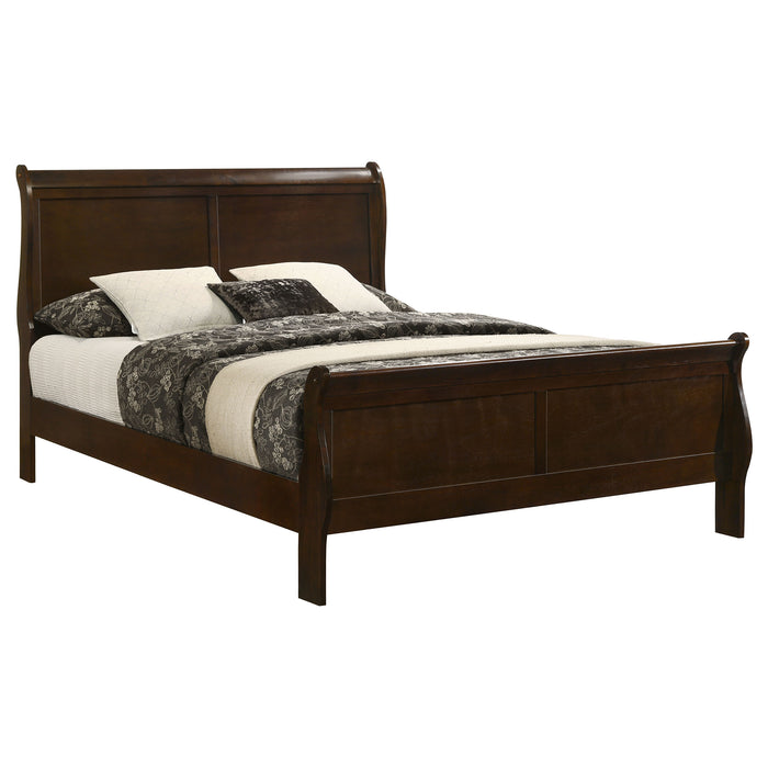 Louis Philippe Eastern King & Queen Panel Sleigh Bed Cappuccino
