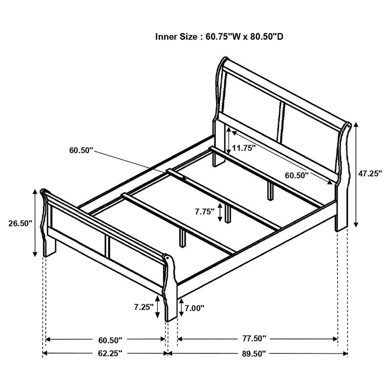 Louis Philippe Sleigh Panel Bed - Furniture City (CA)l