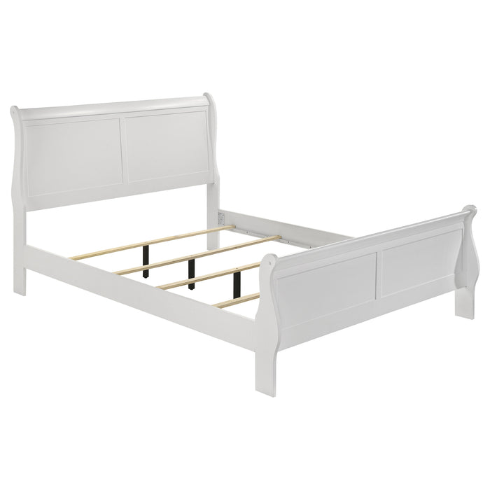 Louis Philippe Eastern King & Queen Panel Sleigh Bed Cappuccino