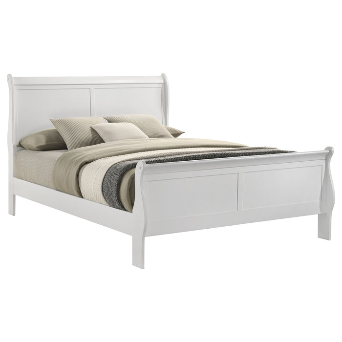 Louis Philippe Eastern King & Queen Panel Sleigh Bed Cappuccino