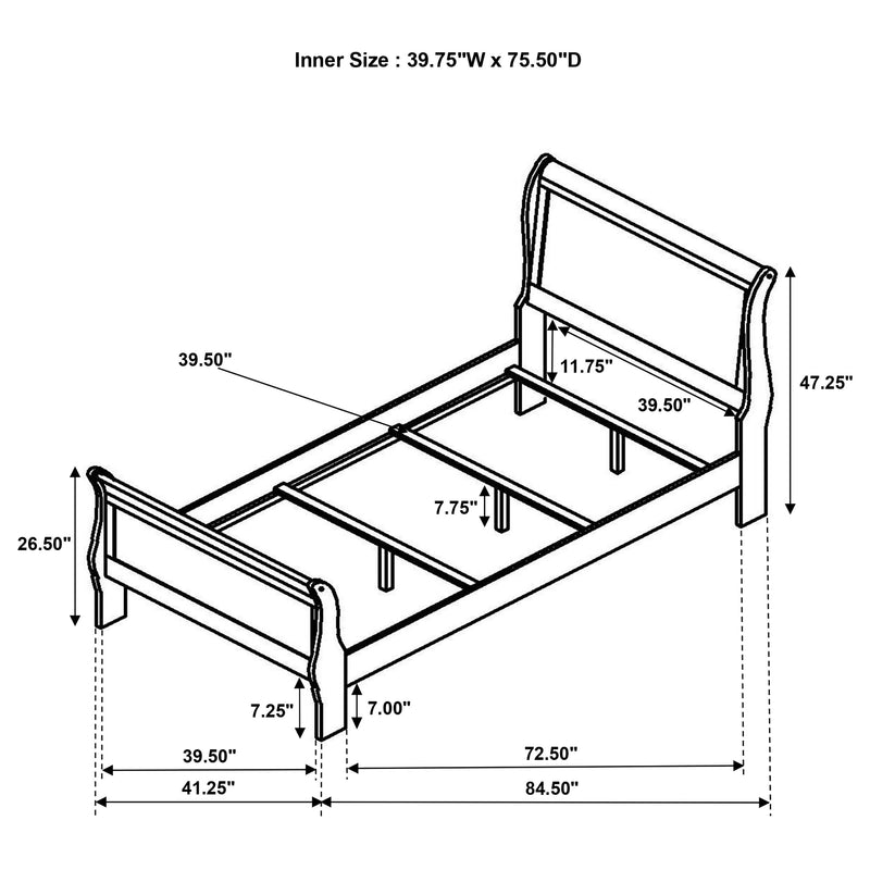Louis Philippe Sleigh Panel Bed - Furniture City (CA)l