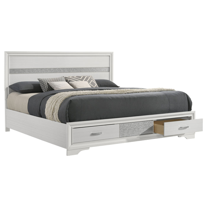 Miranda California King. E.King, & Queen 2-drawer Storage Bed Black & White