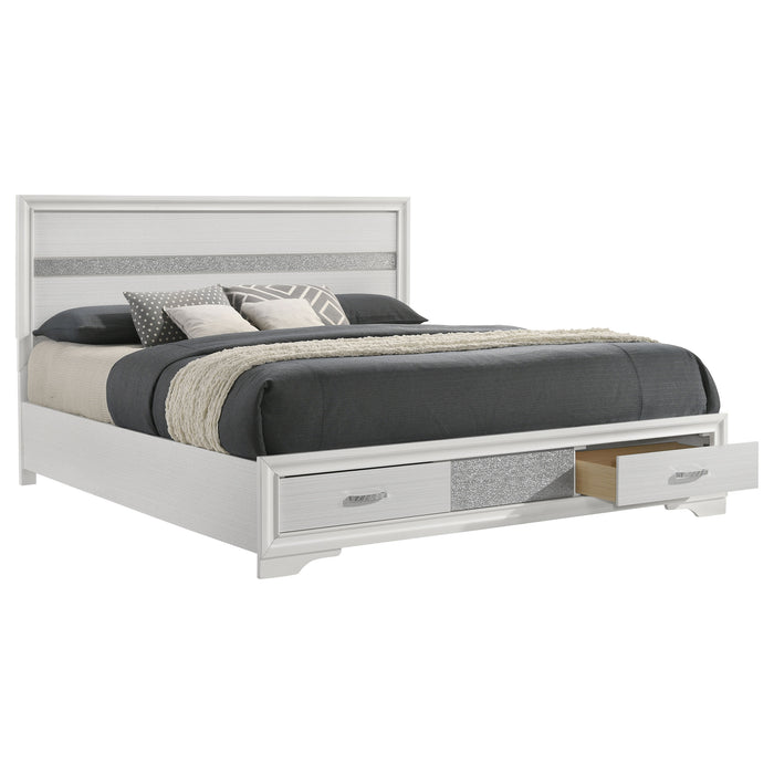Miranda California King. E.King, & Queen 2-drawer Storage Bed Black & White