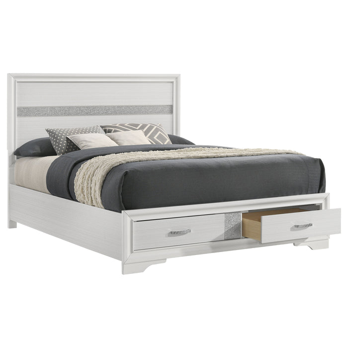 Miranda California King. E.King, & Queen 2-drawer Storage Bed Black & White
