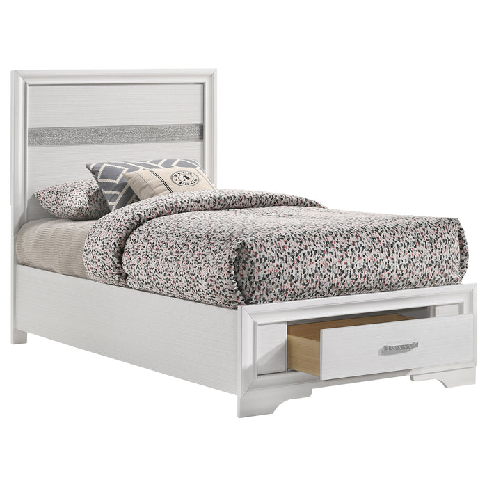 Miranda California King. E.King, & Queen 2-drawer Storage Bed Black & White