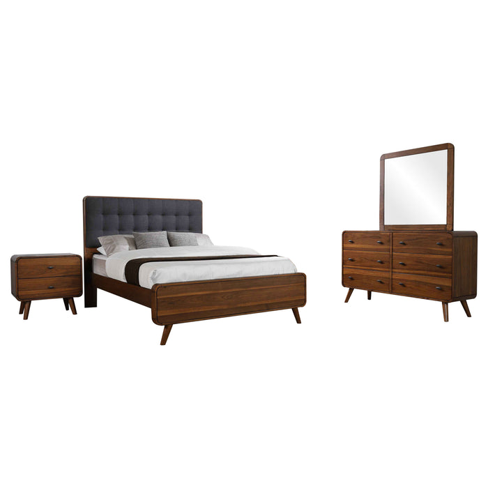 Robyn Bedroom Set with Upholstered Tufted Headboard Dark Walnut