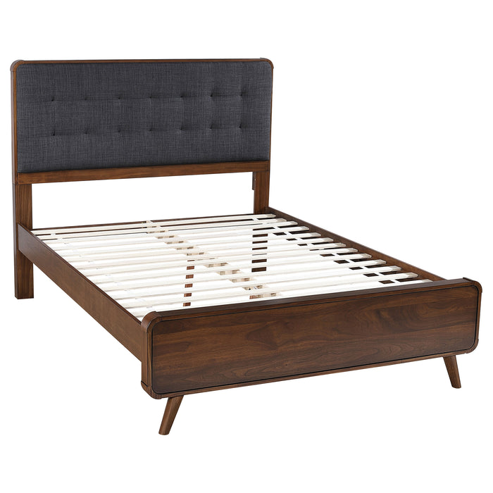 Robyn Bedroom Set with Upholstered Tufted Headboard Dark Walnut