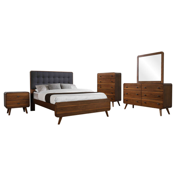 Robyn Bedroom Set with Upholstered Tufted Headboard Dark Walnut