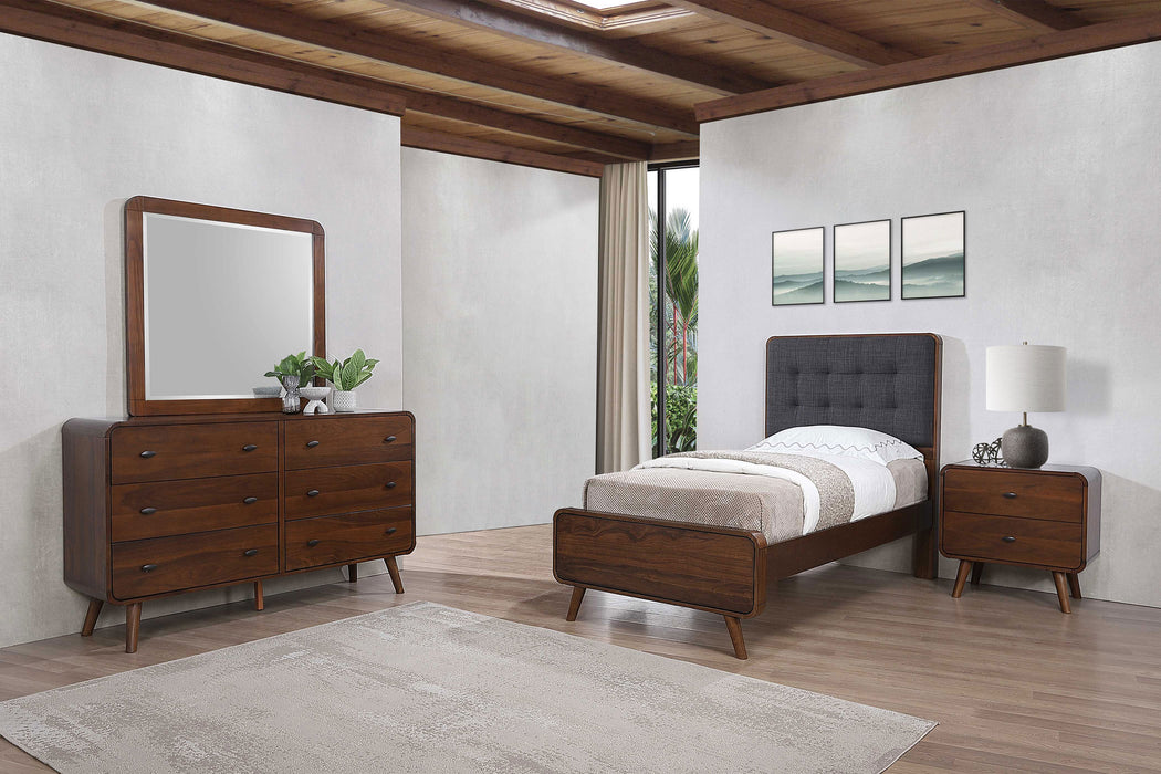 Robyn Bedroom Set with Upholstered Tufted Headboard Dark Walnut