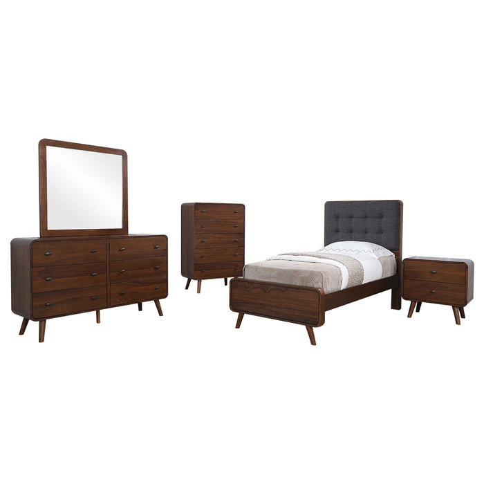 Robyn Bedroom Set with Upholstered Tufted Headboard Dark Walnut