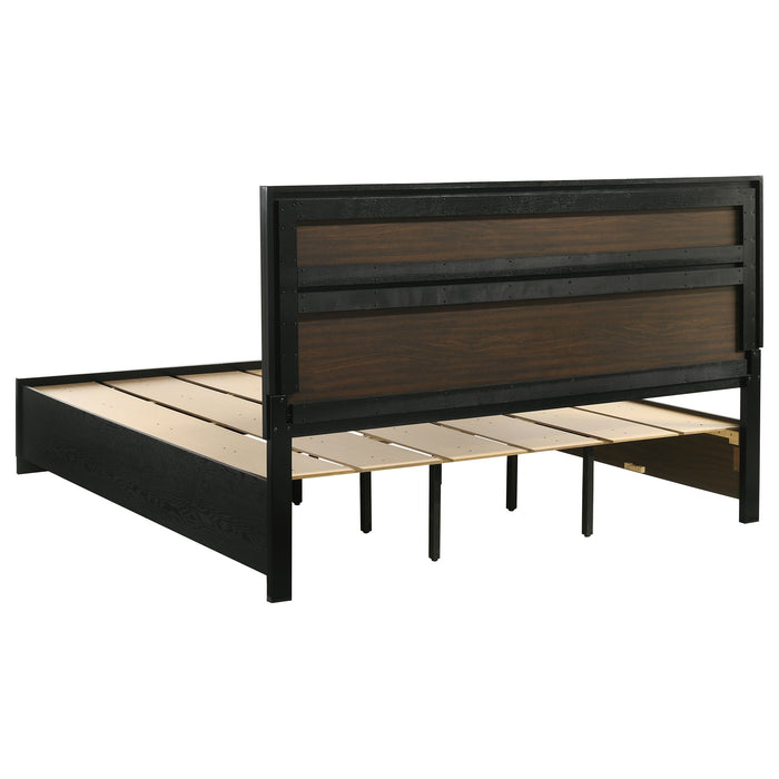Miranda California King. E.King, & Queen 2-drawer Storage Bed Black & White