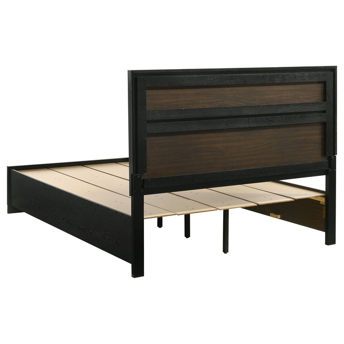 Miranda California King. E.King, & Queen 2-drawer Storage Bed Black & White